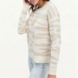 Splendid Sweater Silk Blend Camel Animal Print Knit Crewneck Size Large